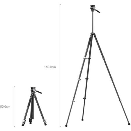 SmallRig 5885 CT-22 - przenośny statyw Carbon z głowicą video - wymiary